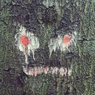 monster's face on the tree trunk