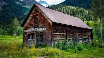 Landscape of the abandoned house on a mountain