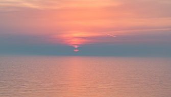 Landscape with pink sunset
