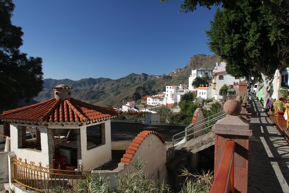 picturesque village in the volcanic valley in spain