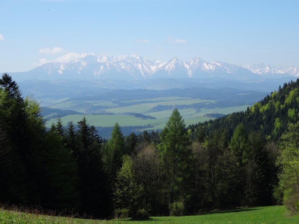 Panorama of the scenic Tatras on a sunny day