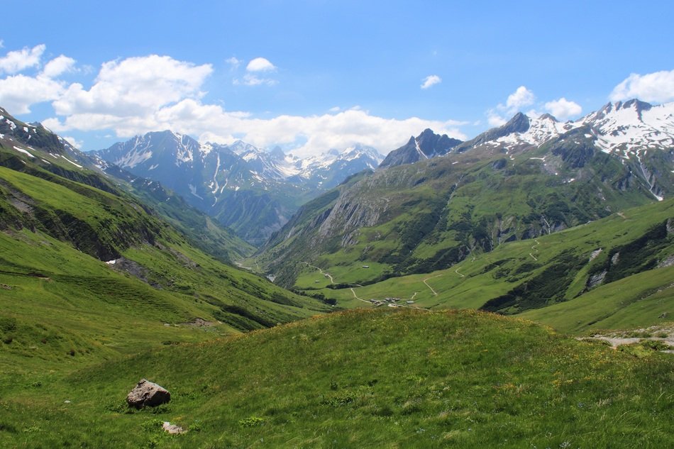 green hills near mont blanc