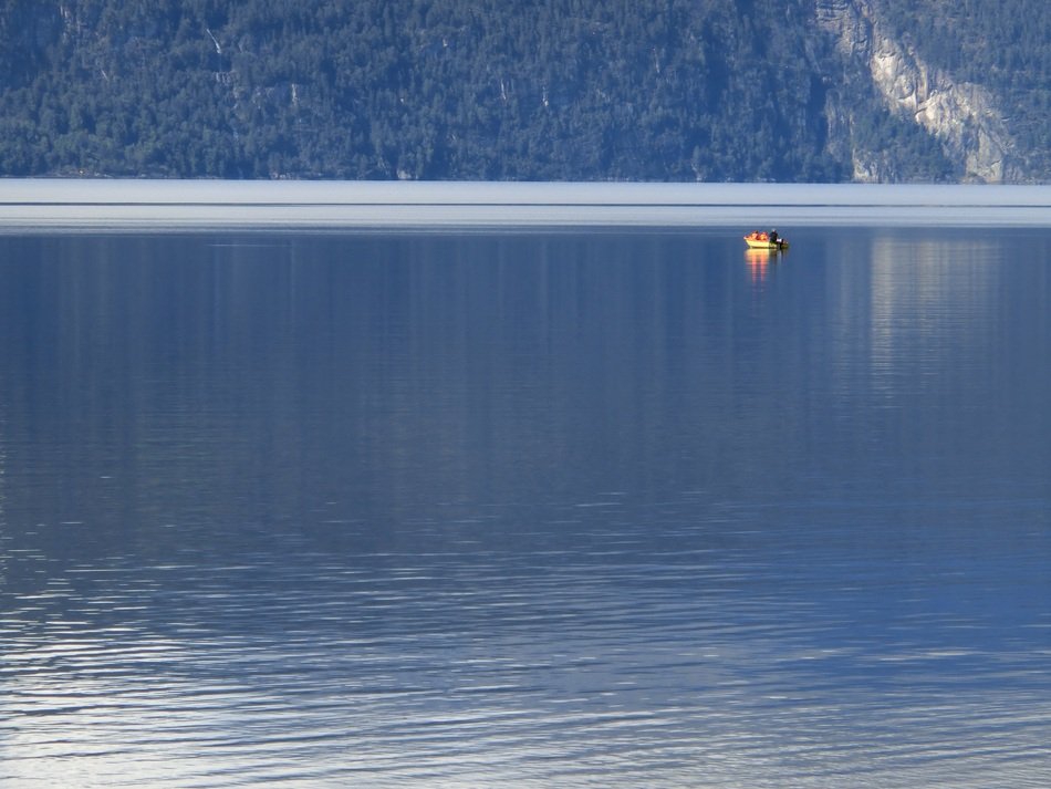 boat in the mirror lake in Norway