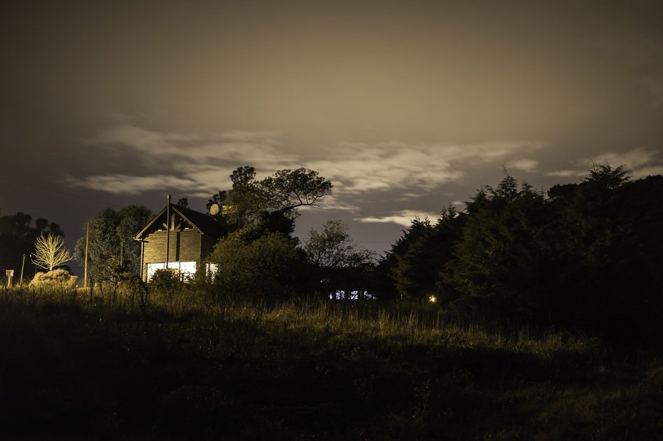 night photo of rural landscape