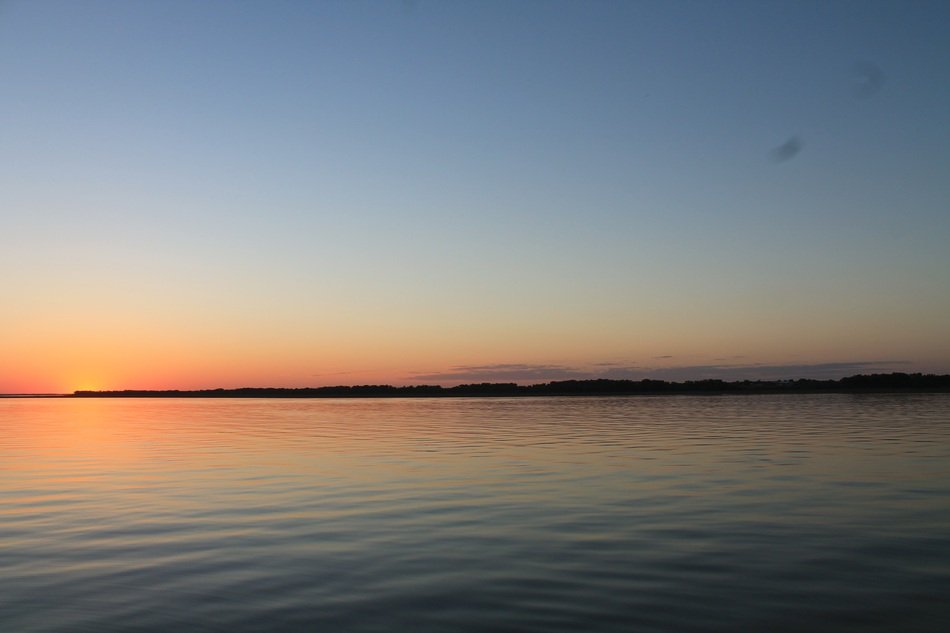 orange sunset over a lake in Nebraska