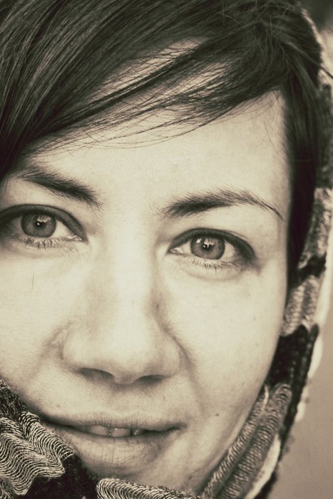 black and white portrait of a Russian beauty