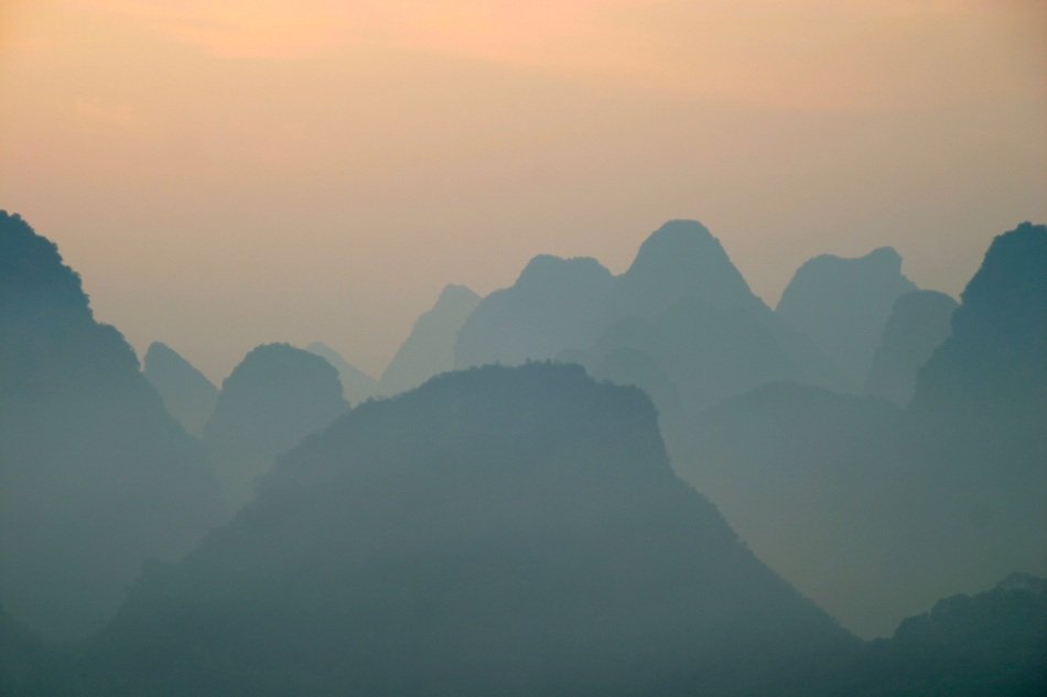 romantic sunrise over the mountains