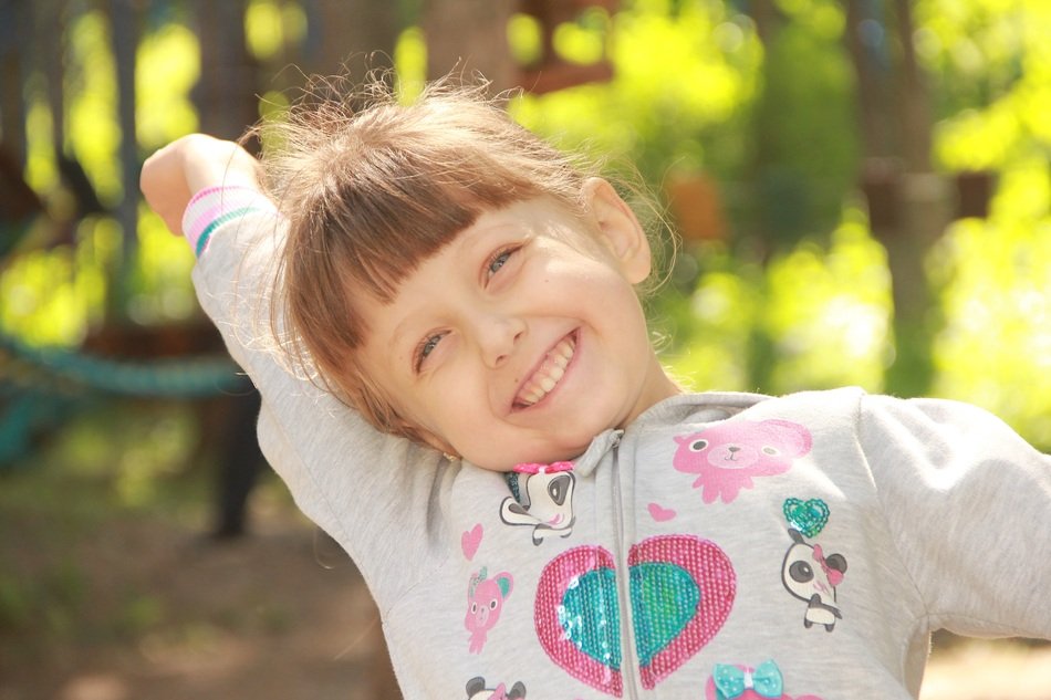 cheerful child among nature