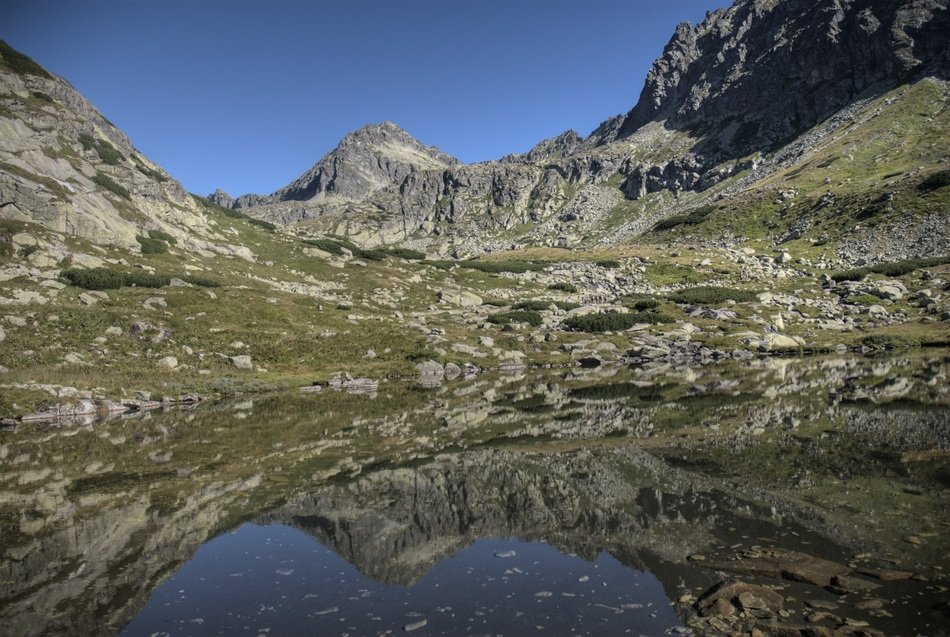 landscape of the lake and skok waterfall in Slovakia