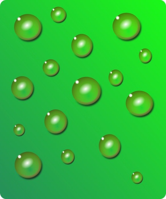 Drops of Water on green background macro