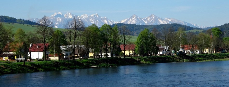 street with houses near a lake in slovakia