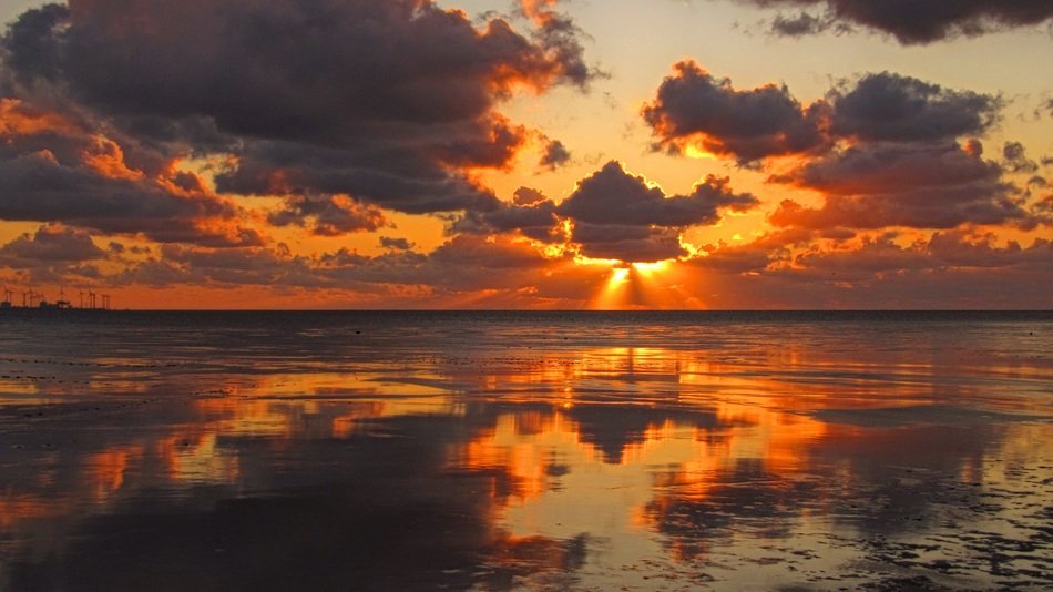 Sunset sky over the north sea, germany