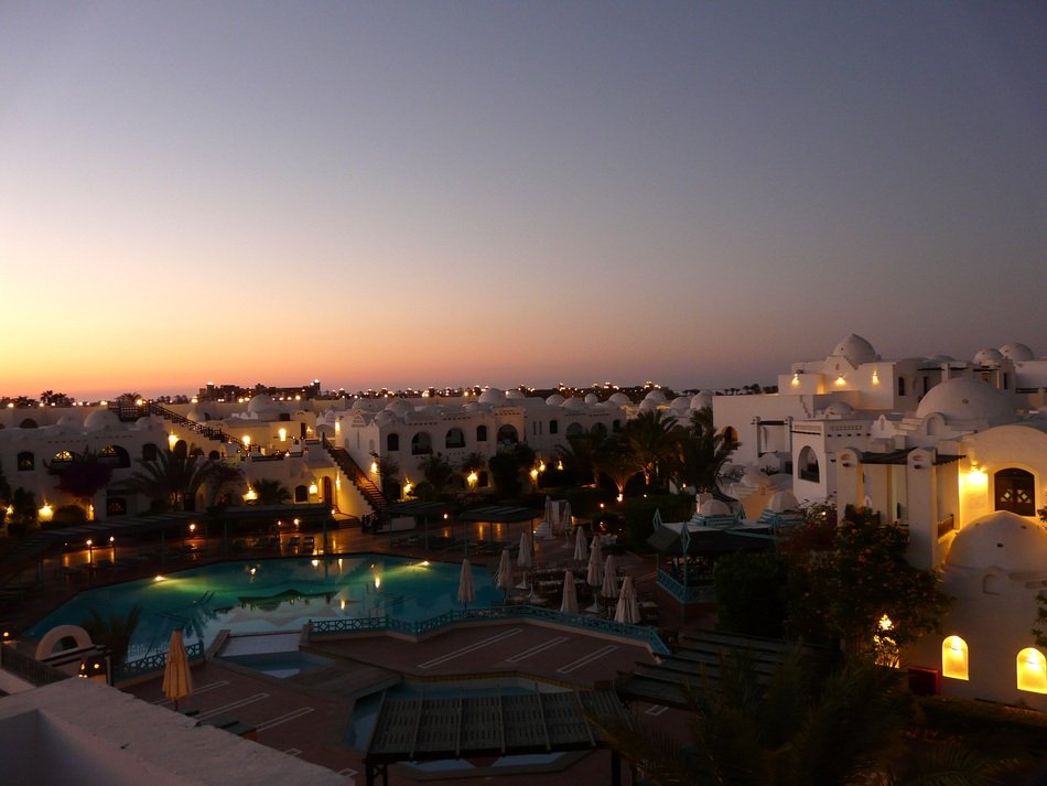 Panorama of Hurghada Hotels at Dusk