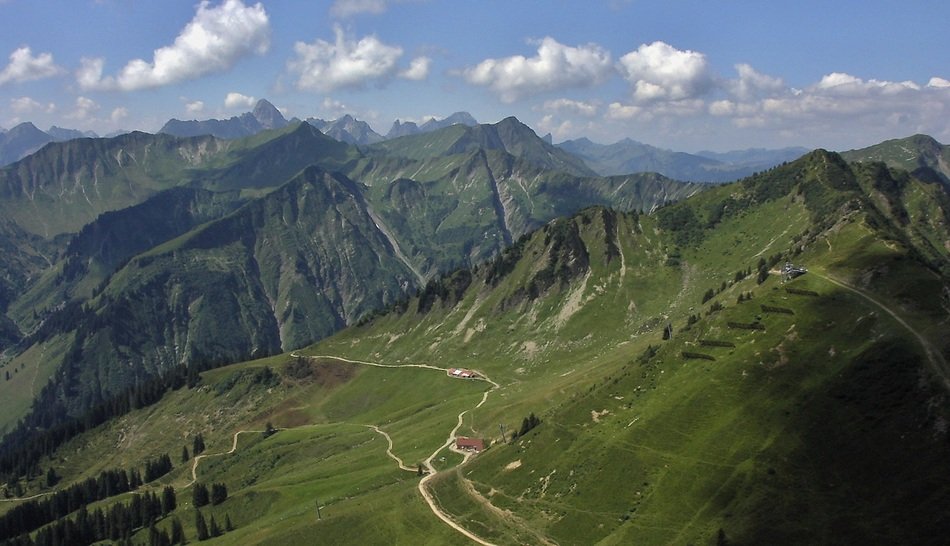 panoramic view of the picturesque alps in oberallgÃ¤u