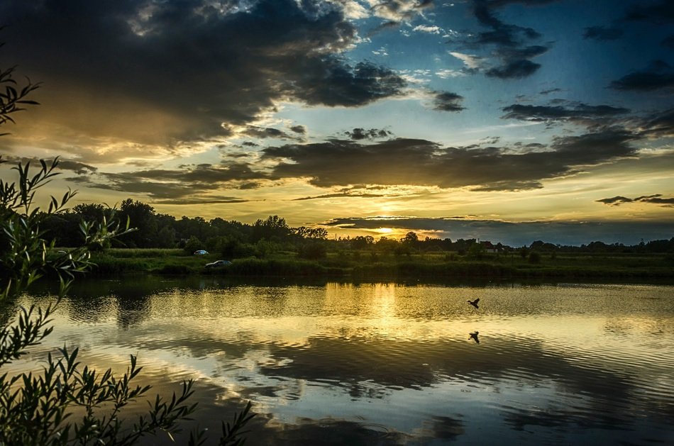 Landscape with the sunset on Tyniec