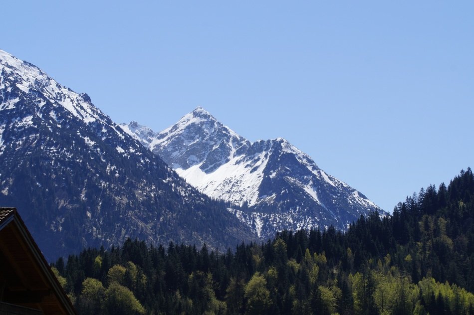 panorama of allgÃ¤u alps in the snow
