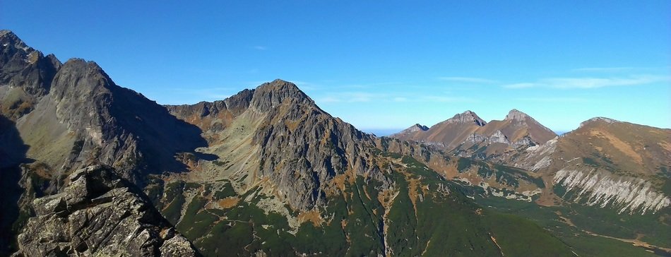 Panorama of the high Tatras in Slovakia on a sunny day