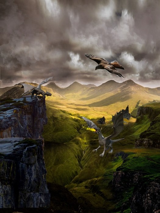 medieval landscapes over the hills
