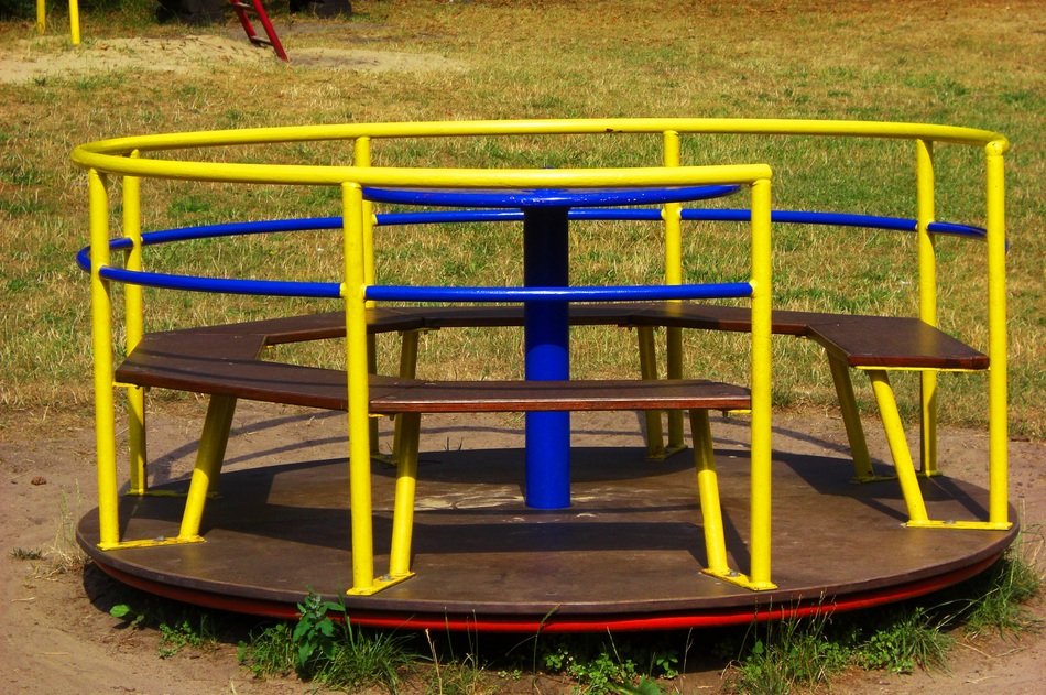 bright carousel in the playground