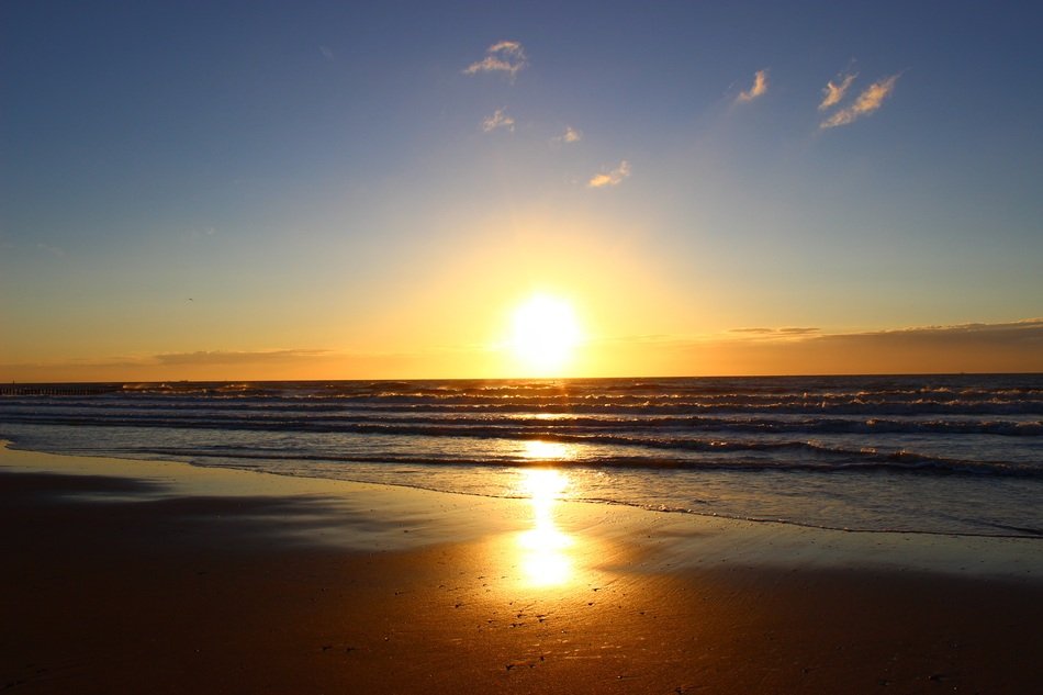 sunlight over the north sea coast