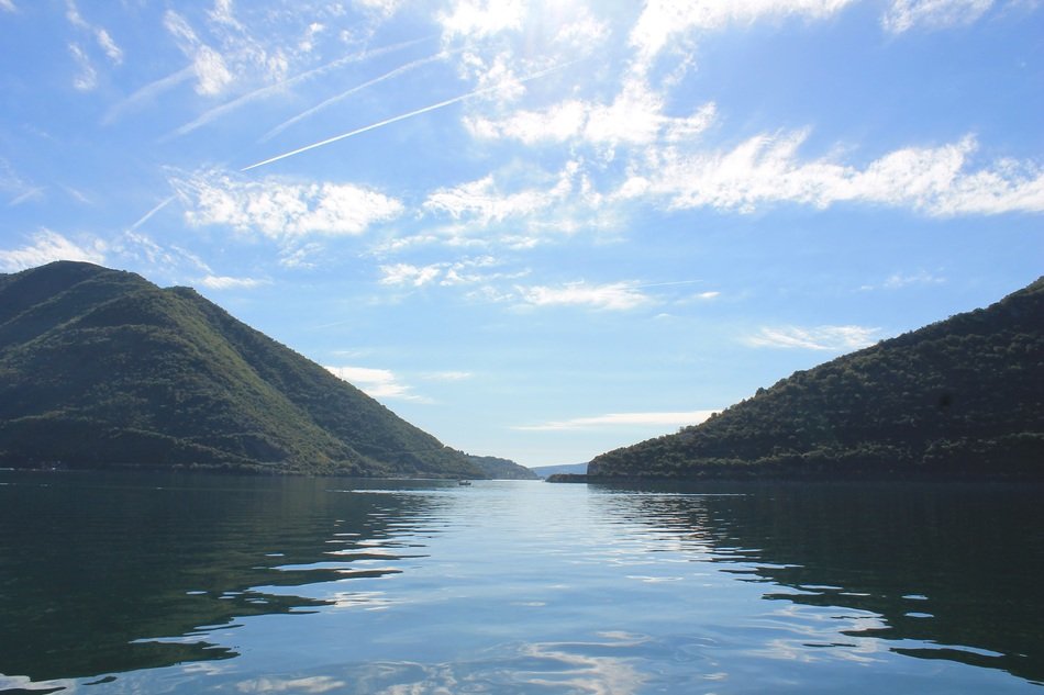 Landscape with the lake and clouds