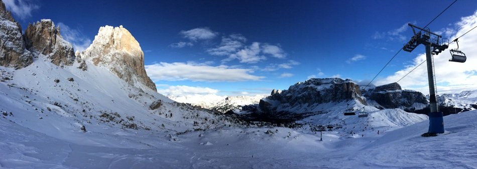 panorama of the ski slope in the mountains of south tyrol