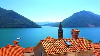 red tiled roofs and the blue sea