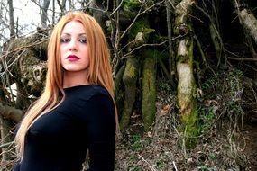 Blonde woman with Brown Eyes Forest scene
