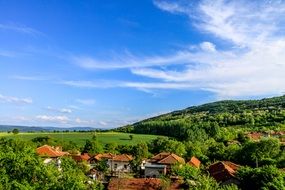panoramic view of the village among the picturesque landscape in Bulgaria