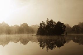 foggy morning on the lake