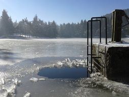 Baptism Ice Hole on a sunny day