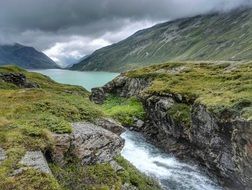 distant view of Lake Silvretta Stausee