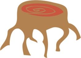 drawing of a brown stump on a white background