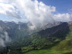 mountain clouds on the sunny day