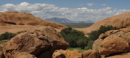 orange stones in the mountains in Namibia