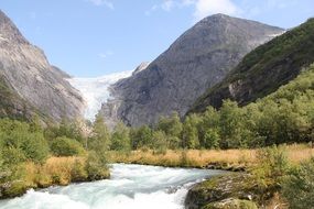 Landscape of the beautiful beautiful glacier and colorful nature Norway