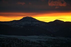 orange Sunset Mountain outlines Landscape