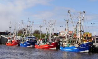 fishing boats in a port on the north sea