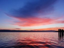 pink glow of sunset over lake constance