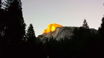 Yosemite Mountain top at the sunset