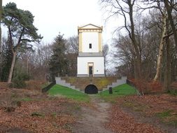 memorial at the end of the walking path in the park