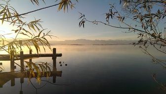 Dawn on calm Lake at summer