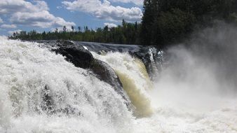 landscape of spray from a large waterfall