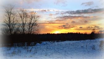 golden romantic winter Sunset