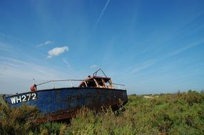 abandoned boat on the coast in england