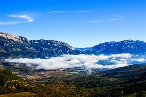 Cloudy mountain tops