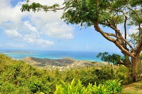 panorama of the tropical island of saint martin in the caribbean