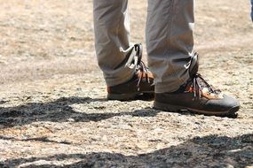 Man Walk in forest foot closeup