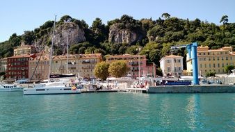 luxury yachts in the port of Corsica on a sunny day