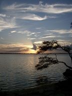 evening landscape above the water
